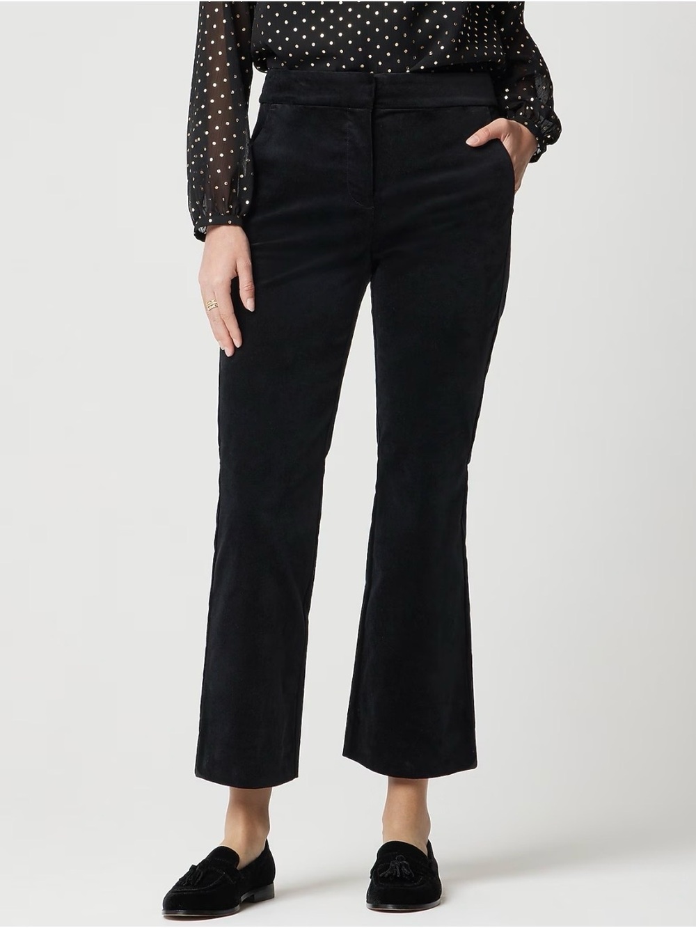 J.Crew Factory Women's Black Velvet Kelsey Kickout Flare Crop Pant Size 18 NWT